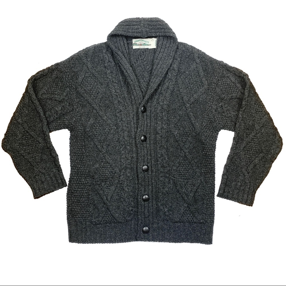 Aran Crafts 100% Merino Wool Cableknit Cardigan